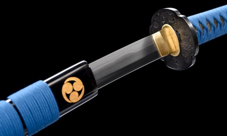 Zwart en Blauw Mitsudomoe Katana