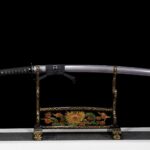 Grijze Katana Zwart Vlammen Lemmet