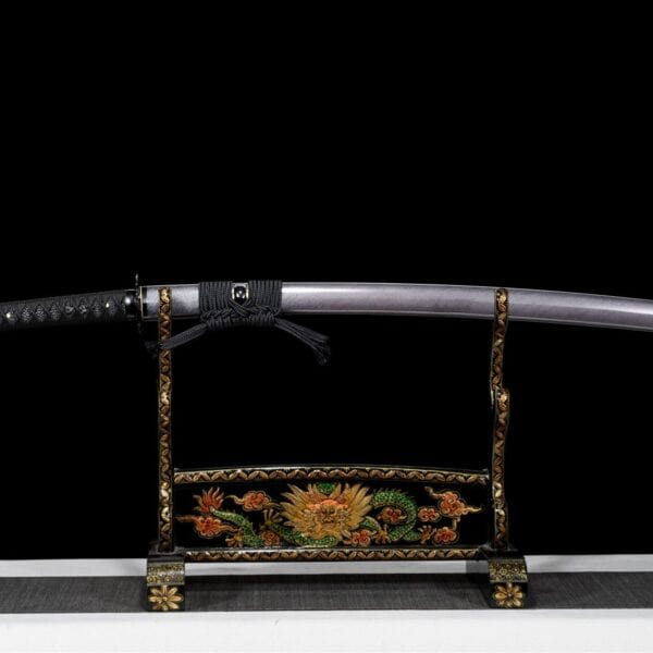 Grijze Katana Zwart Vlammen Lemmet