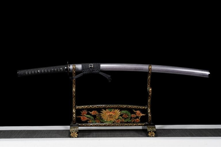 Grijze Katana Zwart Vlammen Lemmet