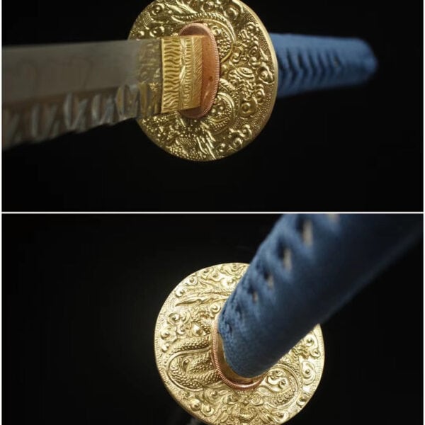 Blauw Gegraveerde Draken Schede Katana