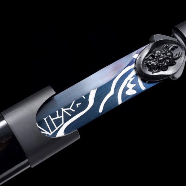 Handgemaakte Witte En Blauwe Katana