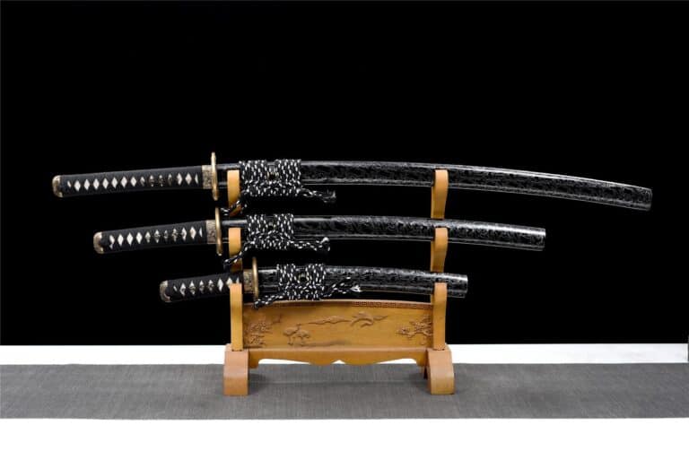 Japanse zwaardenset van 3 wit zwart