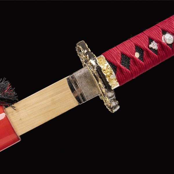 Zwarte en Rode Houten Katana
